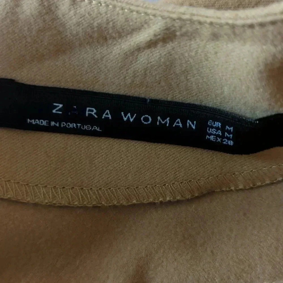 Zara Tan Fabric and Faux Black Leather Shift Dress - Picture 7 of 8